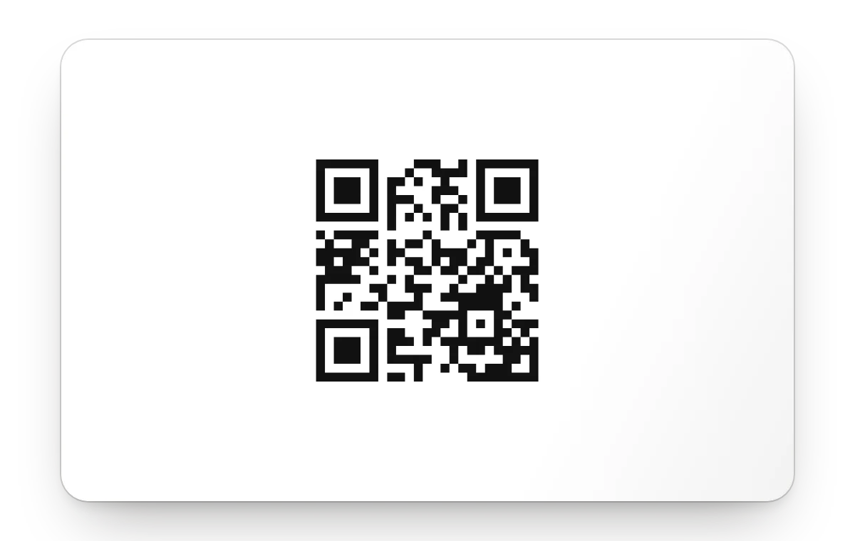 White RevCard pvc card, front