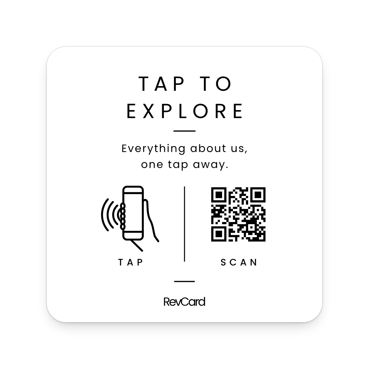 RevCard Square Sticker, White, flat view