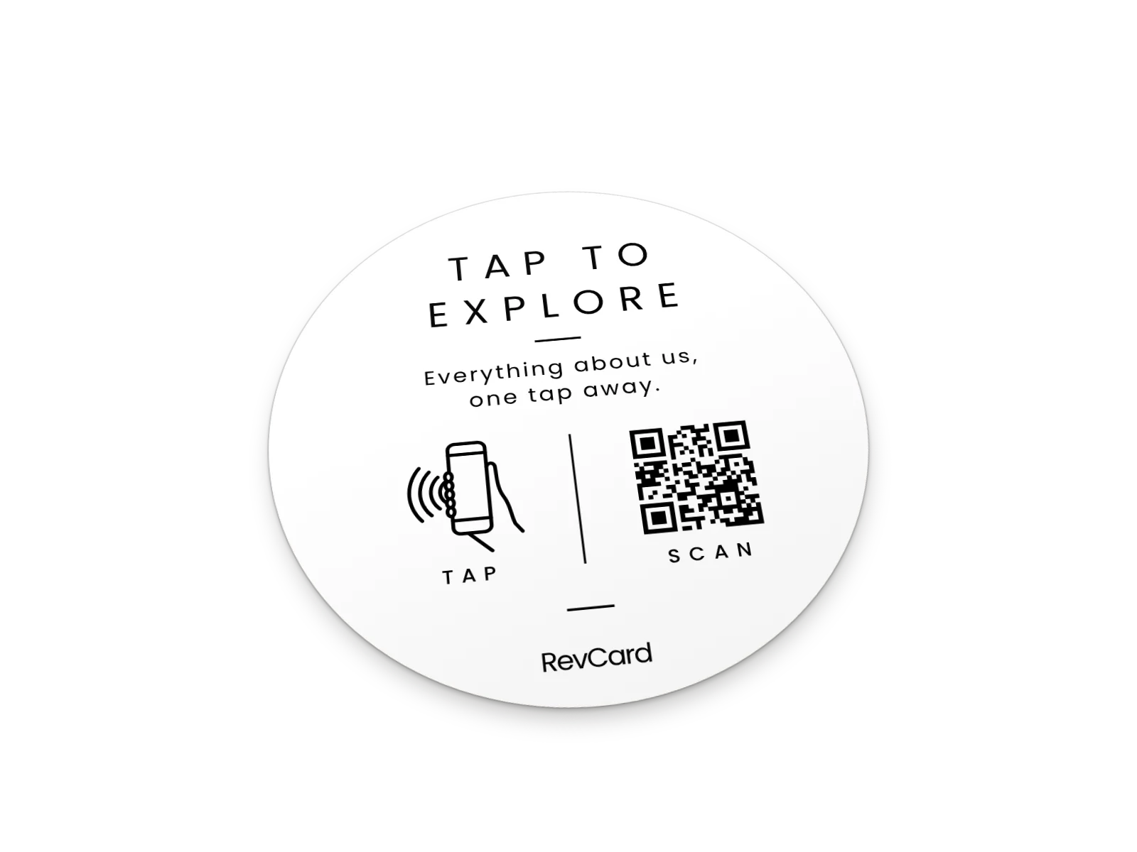 RevCard Round Sticker, White, angled view