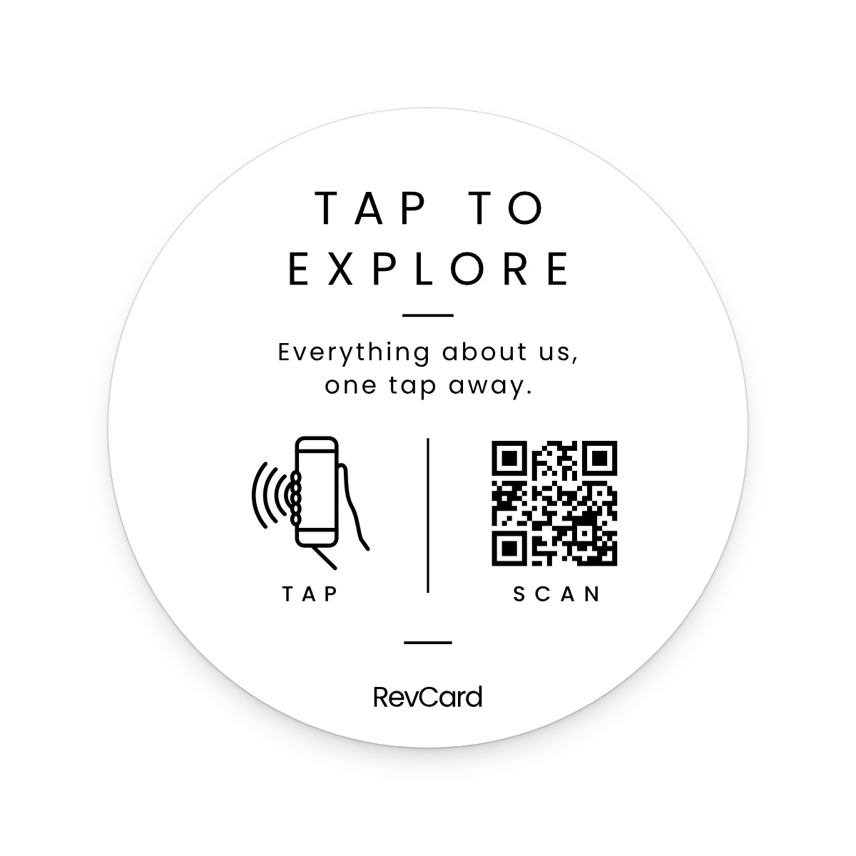 RevCard Round Sticker, White, flat view